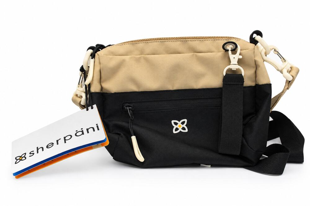Sherpani Skye Convertible Shoulder Crossbody Bag Beige Black RFID NWT